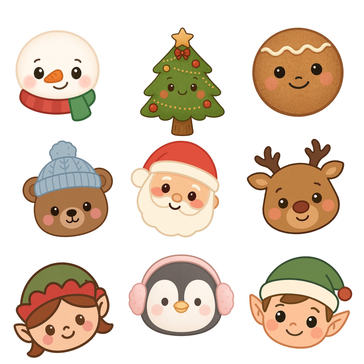 Caritas Navidad (paquete 9 pzas 8 cms)